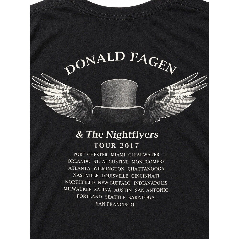 Donald Fagen Nightflyers 2017 Tour T-Shirt Gildan Softstyle XL Black Unisex Tee